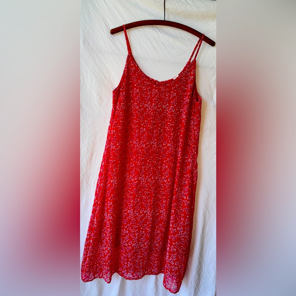 Nitrogen, Medium red floral summer dress